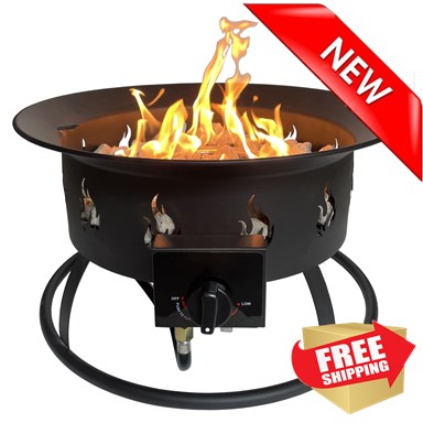 19" Round Portable Camp Fire Pit in Black